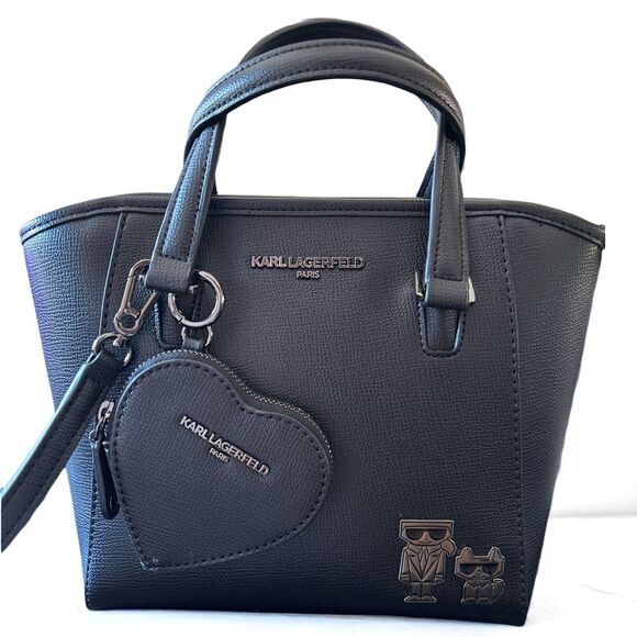 KARL LAGERFELD Paris Maybelle Satchel Tote Bag With Cross Body Strap & Pouch New - Picture 1 of 4